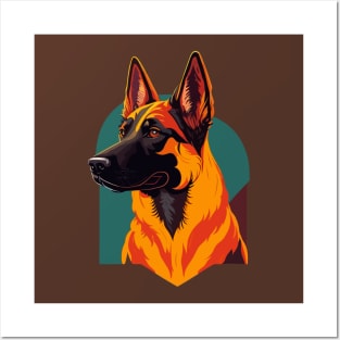 Belgian Malinois Portrait Posters and Art